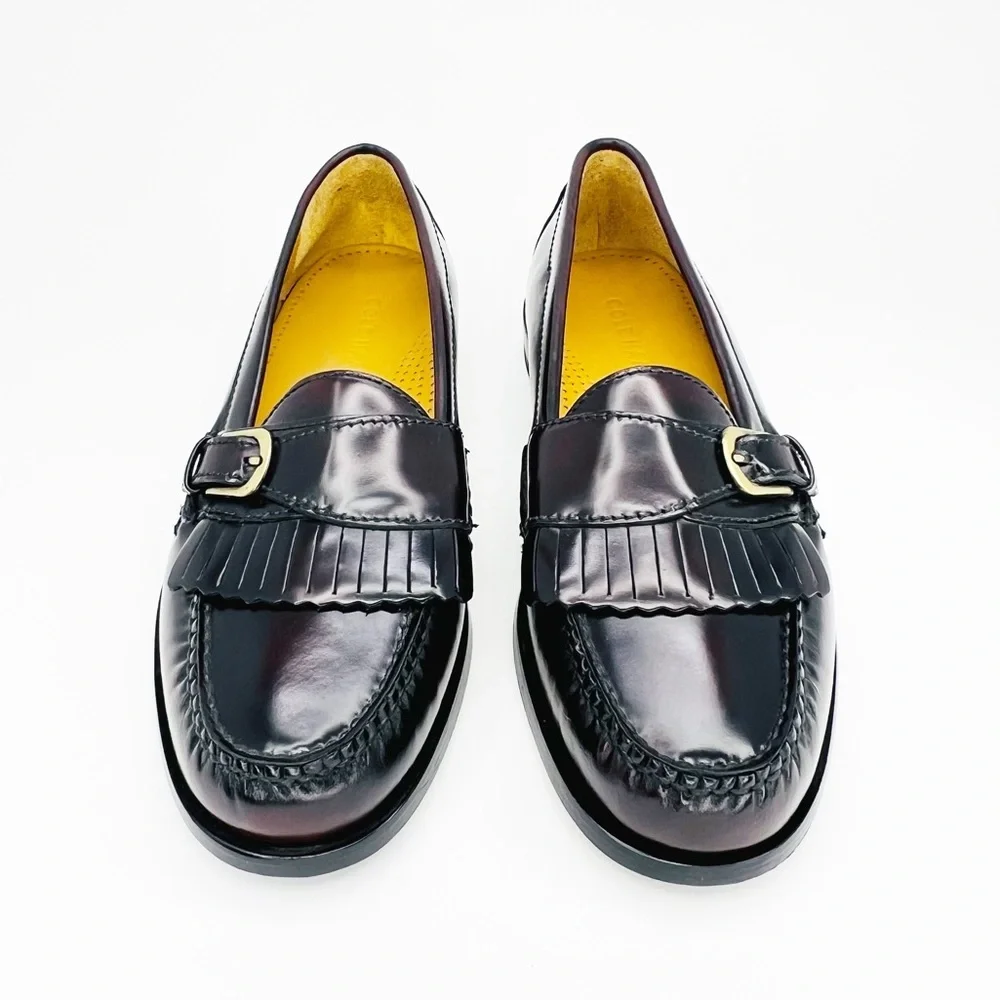 NEW Cole Haan Loafers Kiltie Buckle Burgundy Leather Mens /Boys Shoes Size 7 New
